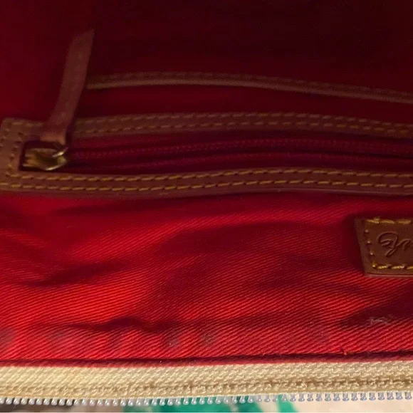 Dooney & Bourke Black and White Polka Dot Tote with Tan Straps - Picture 6 of 7